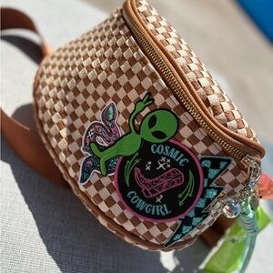 Brown Checkered Bag with Alien / Cosmic Cowgirl Patch